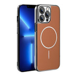 Cornice galvanizzata in ecopelle, custodia magnetica antiurto per telefono., For iPhone 13 Pro, For iPhone 13, For iPhone 12, For iPhone 12 Pro Max