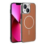 Cornice galvanizzata in ecopelle, custodia magnetica antiurto per telefono., For iPhone 13 Pro, For iPhone 13, For iPhone 12, For iPhone 12 Pro Max