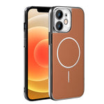 Cornice galvanizzata in ecopelle, custodia magnetica antiurto per telefono., For iPhone 13 Pro, For iPhone 13, For iPhone 12, For iPhone 12 Pro Max