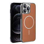 Cornice galvanizzata in ecopelle, custodia magnetica antiurto per telefono., For iPhone 13 Pro, For iPhone 13, For iPhone 12, For iPhone 12 Pro Max