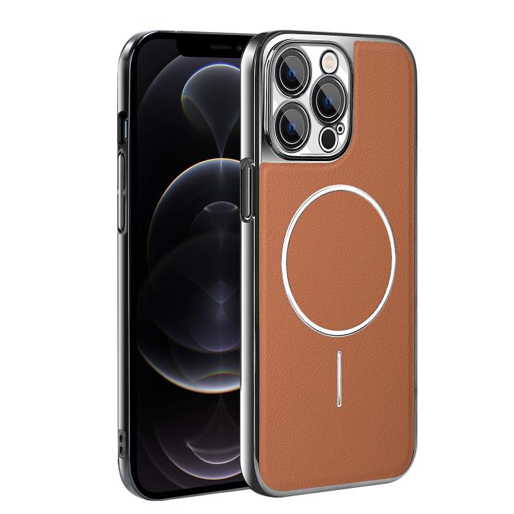 Cornice galvanizzata in ecopelle, custodia magnetica antiurto per telefono., For iPhone 13 Pro, For iPhone 13, For iPhone 12, For iPhone 12 Pro Max