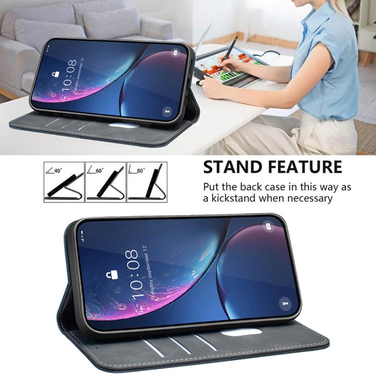Custodia per telefono in pelle vegana con texture in pelle di vitello BINFEN COLOR, magnetica e con RFID integrato., For iPhone XR, For iPhone XS Max, For iPhone 8 Plus/6 Plus/7 Plus