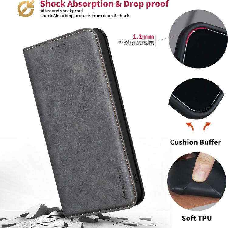 Custodia per telefono in pelle vegana con texture in pelle di vitello BINFEN COLOR, magnetica e con RFID integrato., For iPhone XR, For iPhone XS Max, For iPhone 8 Plus/6 Plus/7 Plus