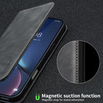 Custodia per telefono in pelle vegana con texture in pelle di vitello BINFEN COLOR, magnetica e con RFID integrato., For iPhone XR, For iPhone XS Max, For iPhone 8 Plus/6 Plus/7 Plus