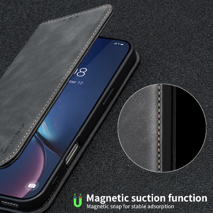 Custodia per telefono in pelle vegana con texture in pelle di vitello BINFEN COLOR, magnetica e con RFID integrato., For iPhone XR, For iPhone XS Max, For iPhone 8 Plus/6 Plus/7 Plus