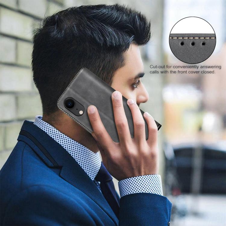 Custodia per telefono in pelle vegana con texture in pelle di vitello BINFEN COLOR, magnetica e con RFID integrato., For iPhone XR, For iPhone XS Max, For iPhone 8 Plus/6 Plus/7 Plus