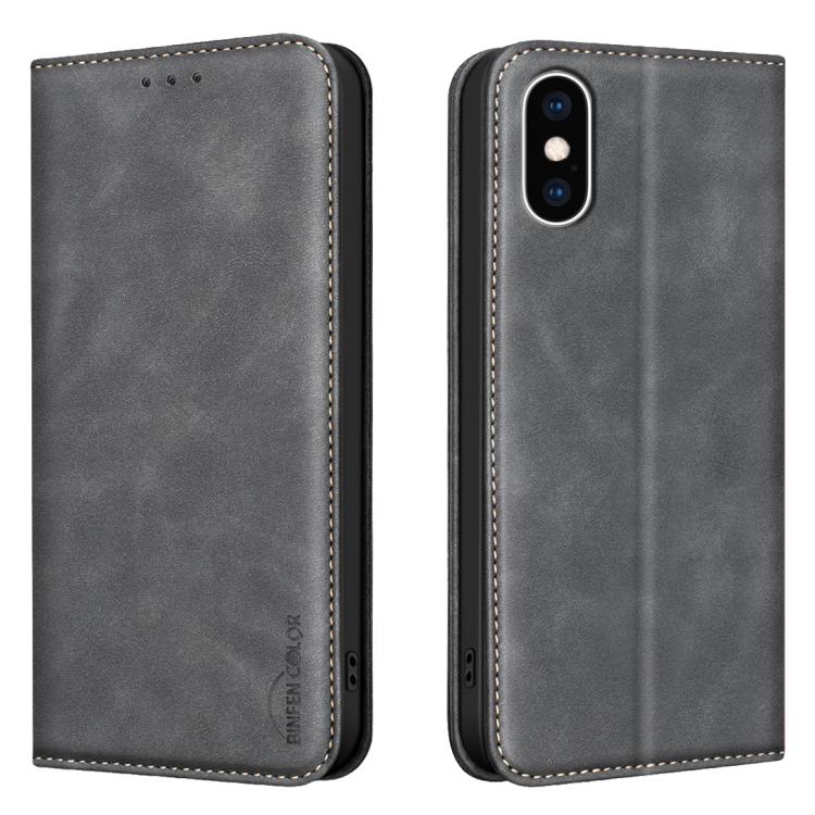 Custodia per telefono in pelle vegana con texture in pelle di vitello BINFEN COLOR, magnetica e con RFID integrato., For iPhone XR, For iPhone XS Max, For iPhone 8 Plus/6 Plus/7 Plus
