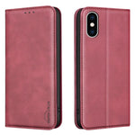 Custodia per telefono in pelle vegana con texture in pelle di vitello BINFEN COLOR, magnetica e con RFID integrato., For iPhone XR, For iPhone XS Max, For iPhone 8 Plus/6 Plus/7 Plus