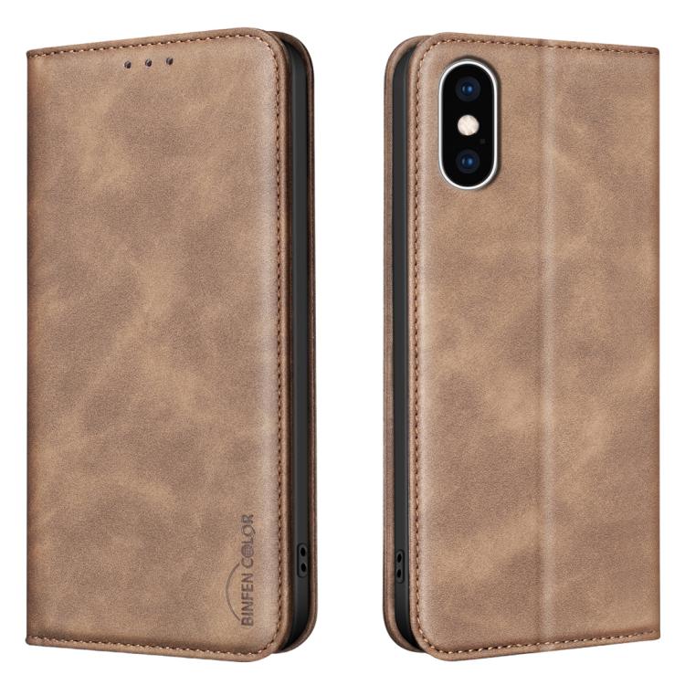 Custodia per telefono in pelle vegana con texture in pelle di vitello BINFEN COLOR, magnetica e con RFID integrato., For iPhone XR, For iPhone XS Max, For iPhone 8 Plus/6 Plus/7 Plus
