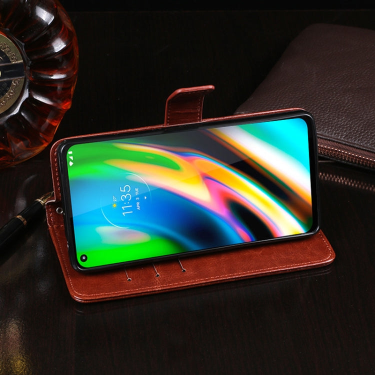idewei Custodia in pelle a vibrazione orizzontale Crazy Horse Texture con supporto e slot per carte e portafoglio, For Motorola Moto G9 Plus, For Motorola Moto One Fusion Plus