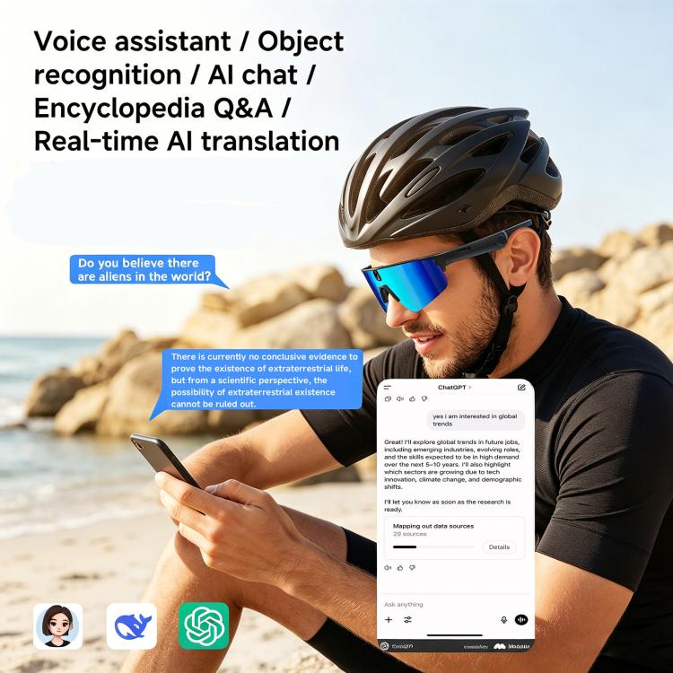 Occhiali da ciclismo intelligenti L805 con intelligenza artificiale e fotocamera stabilizzata da 8 MP