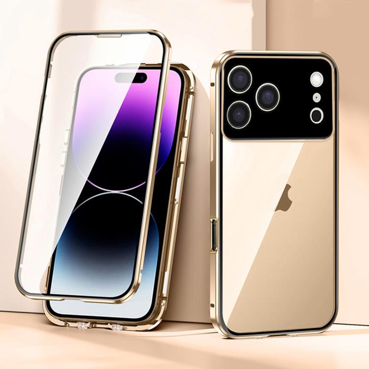 Custodia per telefono in vetro temperato HD con doppia fibbia magnetica., For iPhone 17 Pro Max, For iPhone 17 Pro