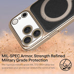 Custodia per telefono con supporto magnetico Gold Shield per obiettivi e pellicole., For iPhone 15, For iPhone 14, For iPhone 14 Pro, For iPhone 14 Pro Max, For iPhone 13 Pro Max, For iPhone 13 Pro, For iPhone 13