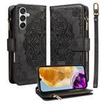 Custodia per telefono in ecopelle vegana con cerniera, protezione RFID e cordino corto, con motivo mandala in rilievo, 9 scomparti per carte e scomparto RFID., For Samsung Galaxy M56 5G / A56 5G, For Samsung Galaxy M35 5G, For Samsung Galaxy M55 5G    ...