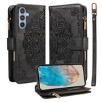 Custodia per telefono in ecopelle vegana con cerniera, protezione RFID e cordino corto, con motivo mandala in rilievo, 9 scomparti per carte e scomparto RFID., For Samsung Galaxy M56 5G / A56 5G, For Samsung Galaxy M35 5G, For Samsung Galaxy M55 5G    ...