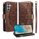Custodia per telefono in ecopelle vegana con cerniera, protezione RFID e cordino corto, con motivo mandala in rilievo, 9 scomparti per carte e scomparto RFID., For Samsung Galaxy M56 5G / A56 5G, For Samsung Galaxy M35 5G, For Samsung Galaxy M55 5G    ...