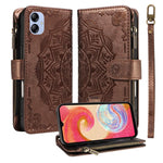 Custodia per telefono in ecopelle vegana con cerniera, protezione RFID e cordino corto, con motivo mandala in rilievo, 9 scomparti per carte e scomparto RFID., For Samsung Galaxy A04e, For Samsung Galaxy A14 5G, For Samsung Galaxy A13 4G / 5G          ...