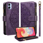 Custodia per telefono in ecopelle vegana con cerniera, protezione RFID e cordino corto, con motivo mandala in rilievo, 9 scomparti per carte e scomparto RFID., For Samsung Galaxy A04e, For Samsung Galaxy A14 5G, For Samsung Galaxy A13 4G / 5G          ...