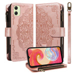 Custodia per telefono in ecopelle vegana con cerniera, protezione RFID e cordino corto, con motivo mandala in rilievo, 9 scomparti per carte e scomparto RFID., For Samsung Galaxy A35 5G, For Samsung Galaxy A05, For Samsung Galaxy A05s                  ...