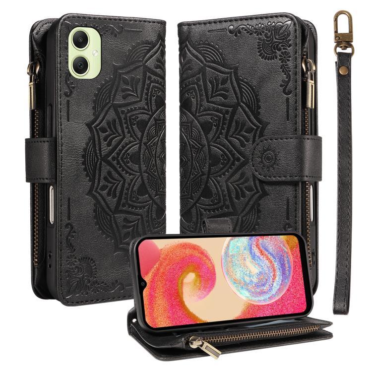 Custodia per telefono in ecopelle vegana con cerniera, protezione RFID e cordino corto, con motivo mandala in rilievo, 9 scomparti per carte e scomparto RFID., For Samsung Galaxy A35 5G, For Samsung Galaxy A05, For Samsung Galaxy A05s                  ...