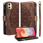 Custodia per telefono in ecopelle vegana con cerniera, protezione RFID e cordino corto, con motivo mandala in rilievo, 9 scomparti per carte e scomparto RFID., For Samsung Galaxy A35 5G, For Samsung Galaxy A05, For Samsung Galaxy A05s                  ...