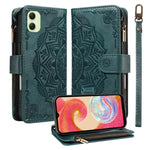 Custodia per telefono in ecopelle vegana con cerniera, protezione RFID e cordino corto, con motivo mandala in rilievo, 9 scomparti per carte e scomparto RFID., For Samsung Galaxy A35 5G, For Samsung Galaxy A05, For Samsung Galaxy A05s                  ...