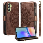 Custodia per telefono in ecopelle vegana con cerniera, protezione RFID e cordino corto, con motivo mandala in rilievo, 9 scomparti per carte e scomparto RFID., For Samsung Galaxy A35 5G, For Samsung Galaxy A05, For Samsung Galaxy A05s                  ...