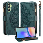 Custodia per telefono in ecopelle vegana con cerniera, protezione RFID e cordino corto, con motivo mandala in rilievo, 9 scomparti per carte e scomparto RFID., For Samsung Galaxy A35 5G, For Samsung Galaxy A05, For Samsung Galaxy A05s                  ...