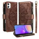 Custodia per telefono in ecopelle vegana con cerniera, protezione RFID e cordino corto, con motivo mandala in rilievo, 9 scomparti per carte e scomparto RFID., For Samsung Galaxy A57 5G, For Samsung Galaxy A37 5G, For Samsung Galaxy A27 5G             ...