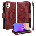 Custodia per telefono in ecopelle vegana con cerniera, protezione RFID e cordino corto, con motivo mandala in rilievo, 9 scomparti per carte e scomparto RFID., For Samsung Galaxy A57 5G, For Samsung Galaxy A37 5G, For Samsung Galaxy A27 5G             ...