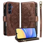 Custodia per telefono in ecopelle vegana con cerniera, protezione RFID e cordino corto, con motivo mandala in rilievo, 9 scomparti per carte e scomparto RFID., For Samsung Galaxy A26 5G / A16 4G, For Samsung Galaxy A36 5G, For Samsung Galaxy A15 5G    ...