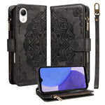 Custodia per telefono in ecopelle vegana con cerniera, protezione RFID e cordino corto, con motivo mandala in rilievo, 9 scomparti per carte e scomparto RFID., For Samsung Galaxy A24 4G, For Samsung Galaxy A34 5G, For Samsung Galaxy A54 5G             ...