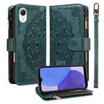 Custodia per telefono in ecopelle vegana con cerniera, protezione RFID e cordino corto, con motivo mandala in rilievo, 9 scomparti per carte e scomparto RFID., For Samsung Galaxy A24 4G, For Samsung Galaxy A34 5G, For Samsung Galaxy A54 5G             ...