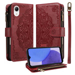 Custodia per telefono in ecopelle vegana con cerniera, protezione RFID e cordino corto, con motivo mandala in rilievo, 9 scomparti per carte e scomparto RFID., For Samsung Galaxy A24 4G, For Samsung Galaxy A34 5G, For Samsung Galaxy A54 5G             ...
