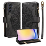 Custodia per telefono in ecopelle vegana con cerniera, protezione RFID e cordino corto, con motivo mandala in rilievo, 9 scomparti per carte e scomparto RFID., For Samsung Galaxy A35 5G, For Samsung Galaxy A05, For Samsung Galaxy A05s                  ...