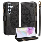 Custodia per telefono in ecopelle vegana con cerniera, protezione RFID e cordino corto, con motivo mandala in rilievo, 9 scomparti per carte e scomparto RFID., For Samsung Galaxy A35 5G, For Samsung Galaxy A05, For Samsung Galaxy A05s                  ...