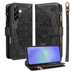 Custodia per telefono in ecopelle vegana con cerniera, protezione RFID e cordino corto, con motivo mandala in rilievo, 9 scomparti per carte e scomparto RFID., For Samsung Galaxy A26 5G / A16 4G, For Samsung Galaxy A36 5G, For Samsung Galaxy A15 5G    ...