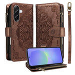 Custodia per telefono in ecopelle vegana con cerniera, protezione RFID e cordino corto, con motivo mandala in rilievo, 9 scomparti per carte e scomparto RFID., For Samsung Galaxy A26 5G / A16 4G, For Samsung Galaxy A36 5G, For Samsung Galaxy A15 5G    ...