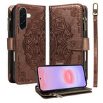 Custodia per telefono in ecopelle vegana con cerniera, protezione RFID e cordino corto, con motivo mandala in rilievo, 9 scomparti per carte e scomparto RFID., For Samsung Galaxy A57 5G, For Samsung Galaxy A37 5G, For Samsung Galaxy A27 5G             ...