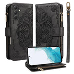 Custodia per telefono in ecopelle vegana con cerniera, protezione RFID e cordino corto, con motivo mandala in rilievo, 9 scomparti per carte e scomparto RFID., For Samsung Galaxy A24 4G, For Samsung Galaxy A34 5G, For Samsung Galaxy A54 5G             ...