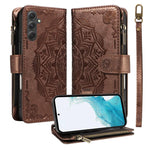 Custodia per telefono in ecopelle vegana con cerniera, protezione RFID e cordino corto, con motivo mandala in rilievo, 9 scomparti per carte e scomparto RFID., For Samsung Galaxy A24 4G, For Samsung Galaxy A34 5G, For Samsung Galaxy A54 5G             ...