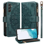 Custodia per telefono in ecopelle vegana con cerniera, protezione RFID e cordino corto, con motivo mandala in rilievo, 9 scomparti per carte e scomparto RFID., For Samsung Galaxy A24 4G, For Samsung Galaxy A34 5G, For Samsung Galaxy A54 5G             ...
