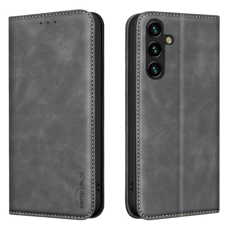 Custodia per telefono in pelle vegana con texture in pelle di vitello BINFEN COLOR, magnetica e con RFID integrato., For Samsung Galaxy A14 4G/5G, For Samsung Galaxy A34 5G, For Samsung Galaxy A54 5G, For Samsung Galaxy A73