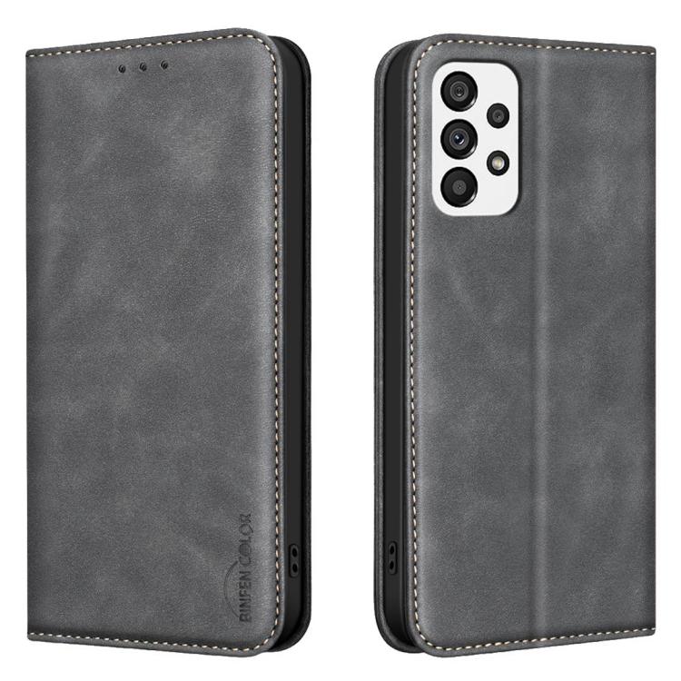 Custodia per telefono in pelle vegana con texture in pelle di vitello BINFEN COLOR, magnetica e con RFID integrato., For Samsung Galaxy A72 4G/5G