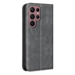 Custodia per telefono in pelle vegana con texture in pelle di vitello BINFEN COLOR, magnetica e con RFID integrato., For Samsung Galaxy S21 Ultra 5G