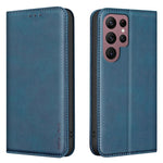 Custodia per telefono in pelle vegana con texture in pelle di vitello BINFEN COLOR, magnetica e con RFID integrato., For Samsung Galaxy S21 Ultra 5G