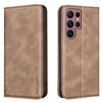 Custodia per telefono in pelle vegana con texture in pelle di vitello BINFEN COLOR, magnetica e con RFID integrato., For Samsung Galaxy S21 Ultra 5G