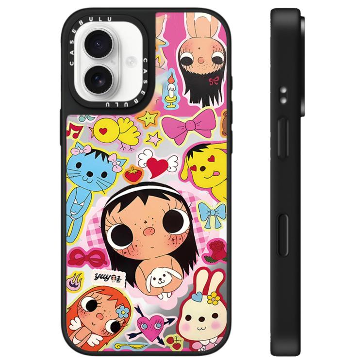 Custodia per telefono con specchio e motivo della serie YUY, For iPhone 16 Pro Max, For iPhone 16 Pro, For iPhone 16 Plus