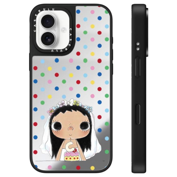 Custodia per telefono con specchio e motivo della serie YUY, For iPhone 16 Pro Max, For iPhone 16 Pro, For iPhone 16 Plus