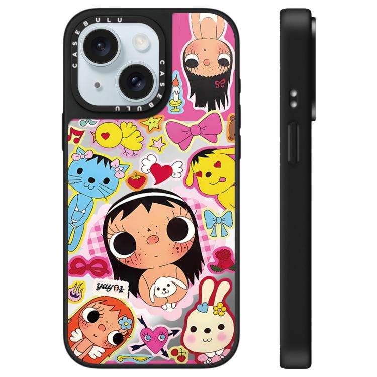 Custodia per telefono con specchio e motivo della serie YUY, For iPhone 15 Plus, For iPhone 15